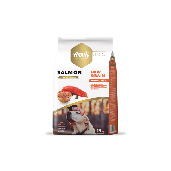 Amity SP Low Grain para perros adultos sabor salmón