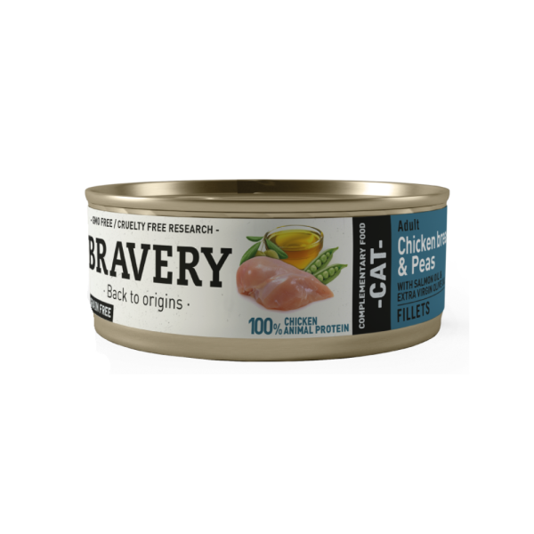 BRAVERY CHICKEN AND PEAS ADULT CAT WET FOOD 70 GR