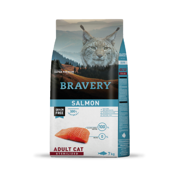 Bravery Salmón Gatos Adultos Esterilizados 7 KG