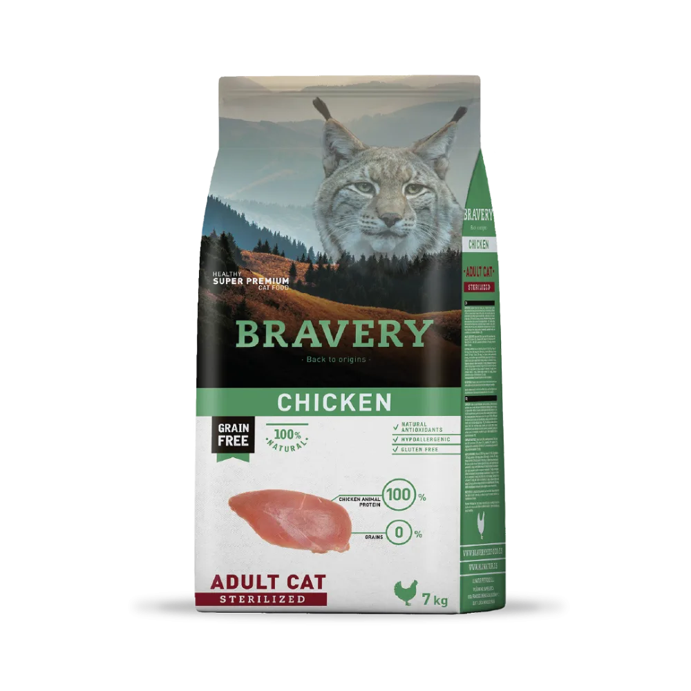 Bravery Gato Adulto Chicken/Pollo Esterilizado 7 KG