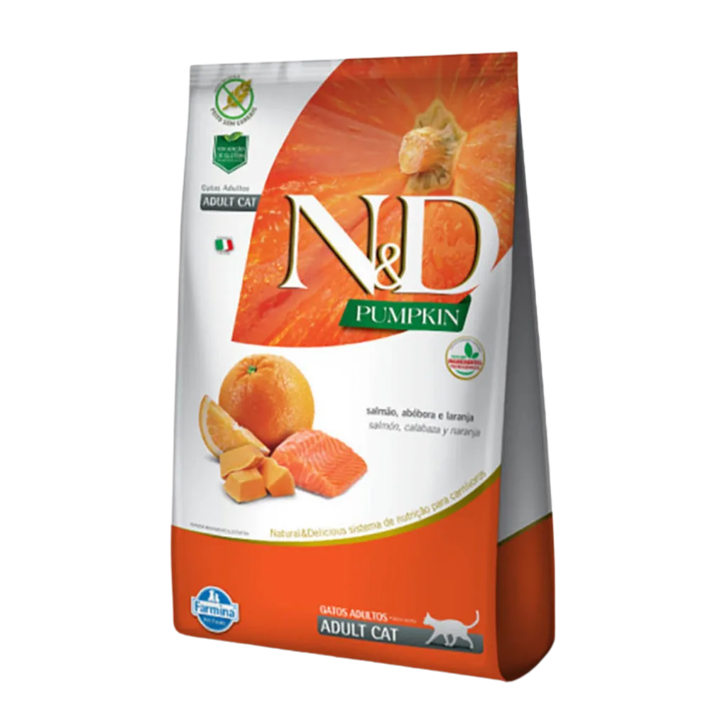 N&D Pumpkin Feline Adult Grain Free Salmón, Calabaza y Naranja 1.5 KG