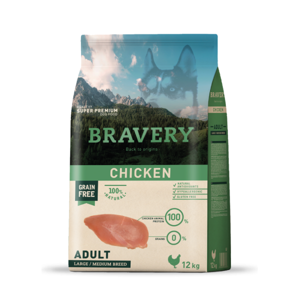 Bravery Pollo  Adulto Raza Mediana/Grande 12 KG