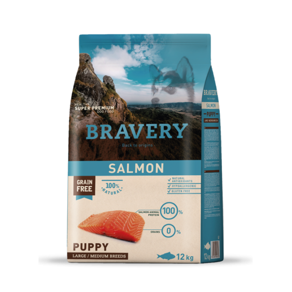 Bravery Salmón Cachorros Raza Mediana a Grande 12 KG