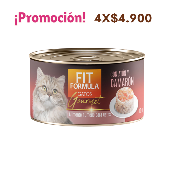 Fit Lata Gourmet Gato Atun Camaron 80gr x4