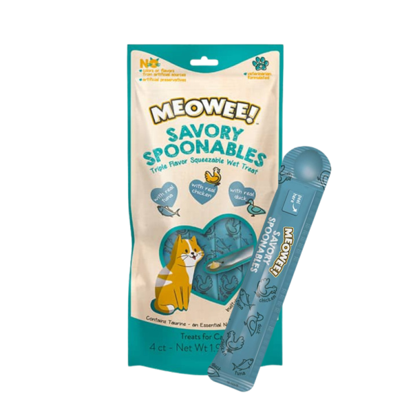 Meowee! Snack Saludable  con cuchara incluida Atún, Pollo y Pato
