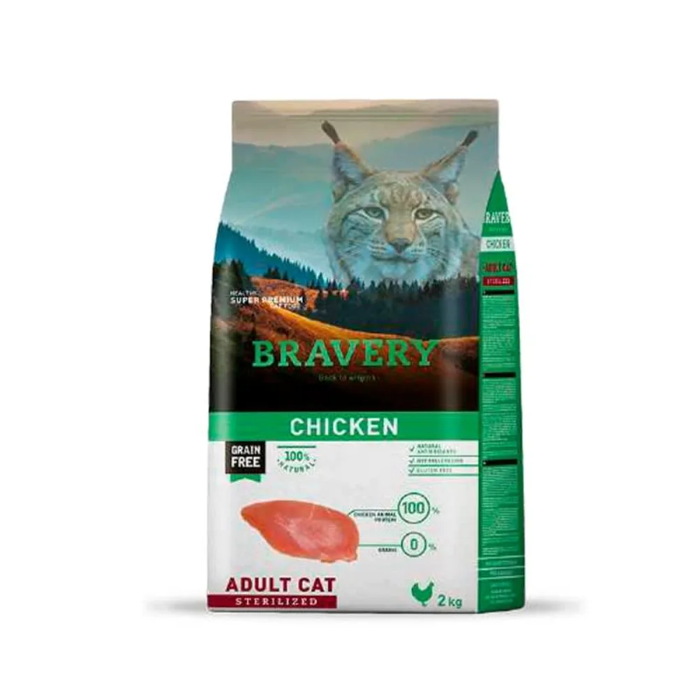 Bravery Gato Adulto Chicken/Pollo Esterilizado 2 KG