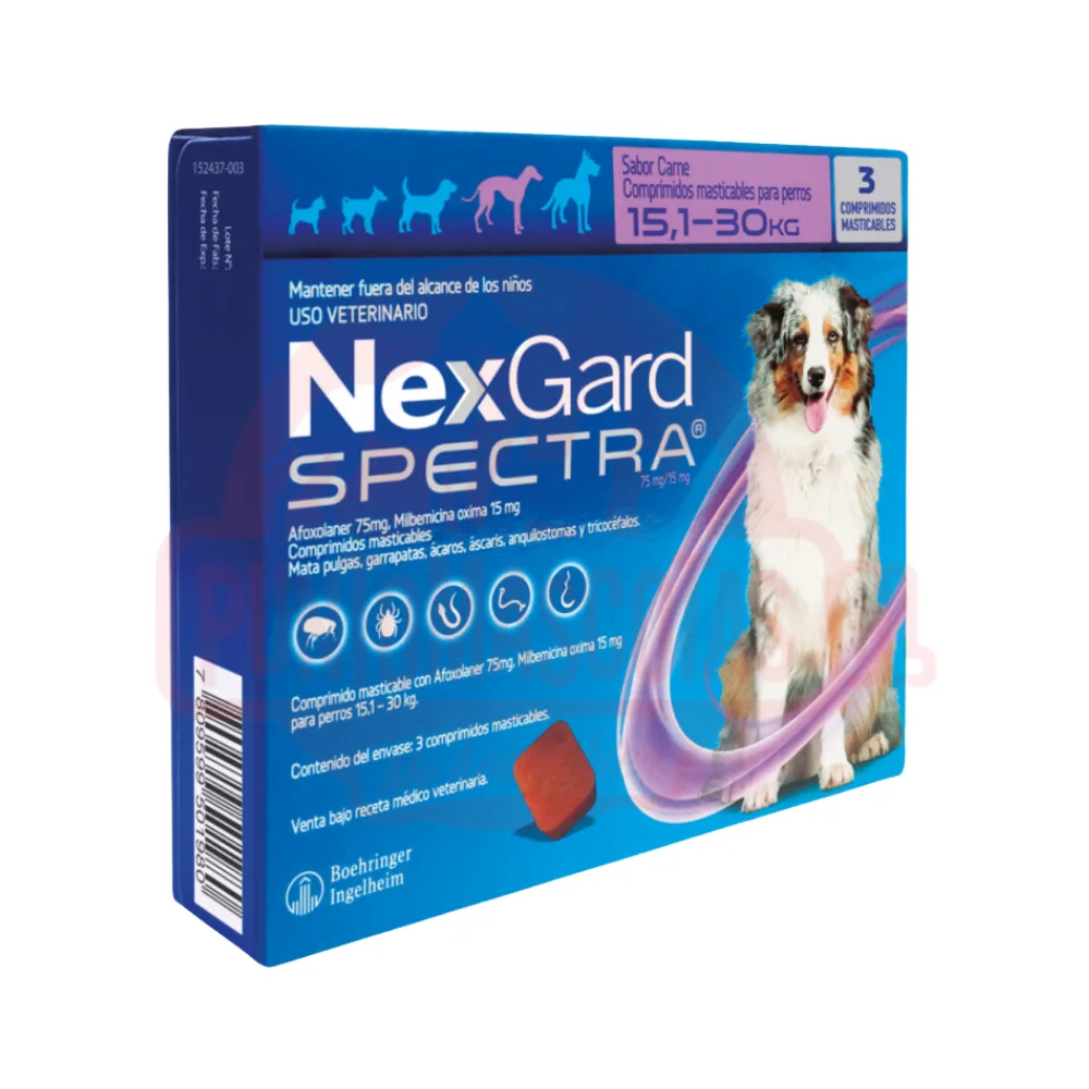 Desparasitante Nexgard Spectra 15.1 – 30Kg - 3 comp